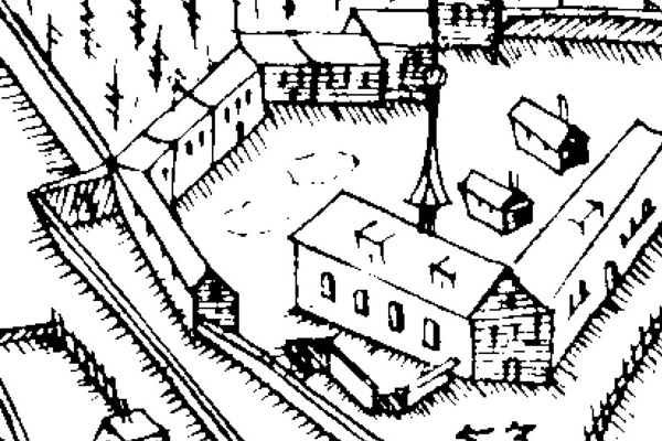 Gutleuthaus Freiburg, Ausschnitt aus dem Gr. Sickingerplan von 1589